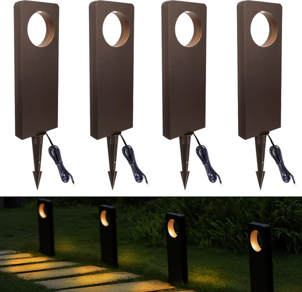 Outdoor Led Pathway Lights Wired 12-24V Ac/Dc Low Voltage Landscape Lights Wired For Outdoor Waterproof Walkway Driveway 3W 3000K Aluminium Unique Modern Bronze Pack Of 4