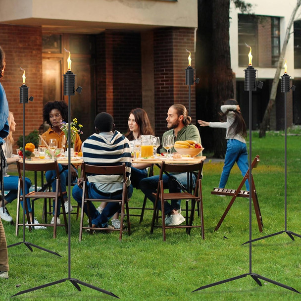 6 Pack Garden Torch With Tripod Footprint 55 Inch Outdoor Metal Torch Garden Décor d Home Citronella Torches Metal Light Torches For Any Yard Pathway Backyard