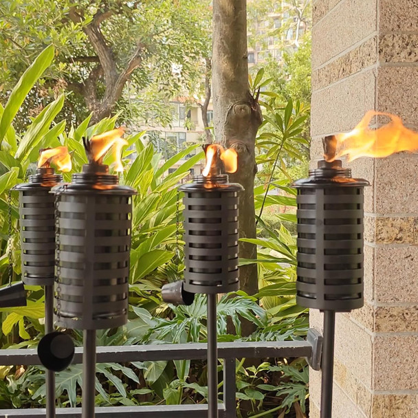 6 Pack Garden Torch With Tripod Footprint 55 Inch Outdoor Metal Torch Garden Décor d Home Citronella Torches Metal Light Torches For Any Yard Pathway Backyard