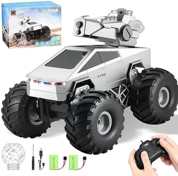 Remote Control Rc Truck 1:16 Amphibious Remote Control Car With Water Squirt Waterproof Rc Monster Truck 4Wd All-Terrain Off-Road Pickup Rc Trucks For Kids Boys