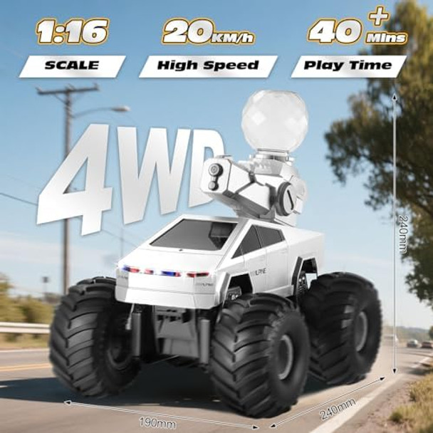Remote Control Rc Truck 1:16 Amphibious Remote Control Car With Water Squirt Waterproof Rc Monster Truck 4Wd All-Terrain Off-Road Pickup Rc Trucks For Kids Boys
