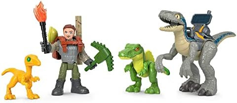 Fisher-Price Imaginext Jurassic World Dinosaur Toys Track & Trail Dino Pack Play Set With Owen Grady & Blue The Raptor For Ages 3+ Years
