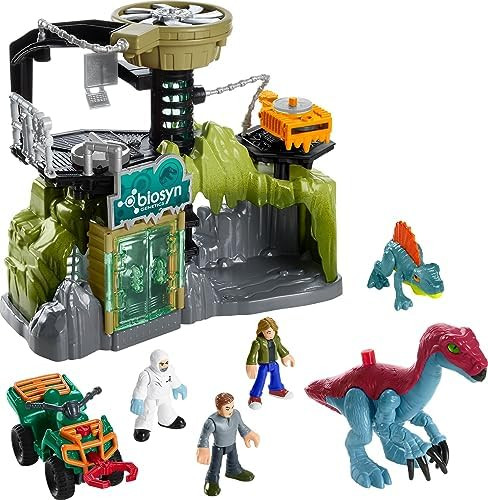 Fisher-Price Imaginext Jurassic World Toy Dinosaur Lab Playset Owen Grady Maisie & Dr. Grant Figures For Preschool Kids Ages 3+ Years​