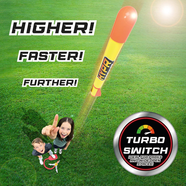 Hypr Rocket Launcher For Kids - Patented Designed Launcher Reach Up To 500 Feet With Turbo Mode 3 Rockets Included Connectable Launcher For Multi Player Fun Easy Set Up Durable Kids Outdoor Toys