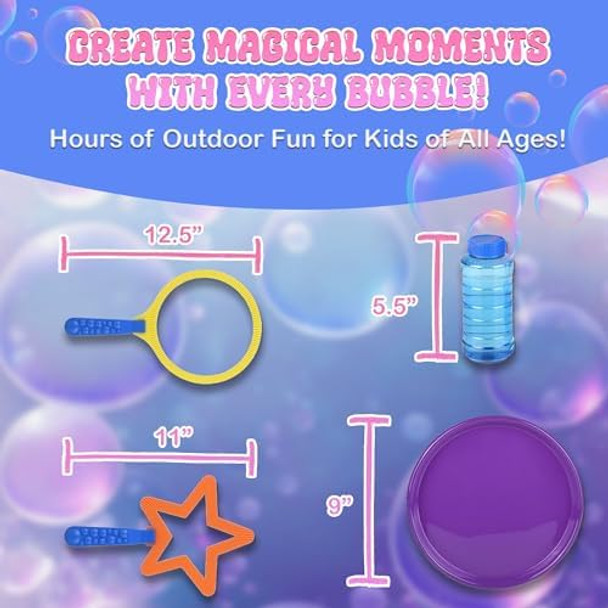 Big Bubble Set For Kids - Circle & Star Extra Lage Bubble Blower Wand With Tray & Bubble Solution Forest & Twelfth Indoor/Outdoor Toys Kids Games Prizes Bubbles Toy For Toddlers