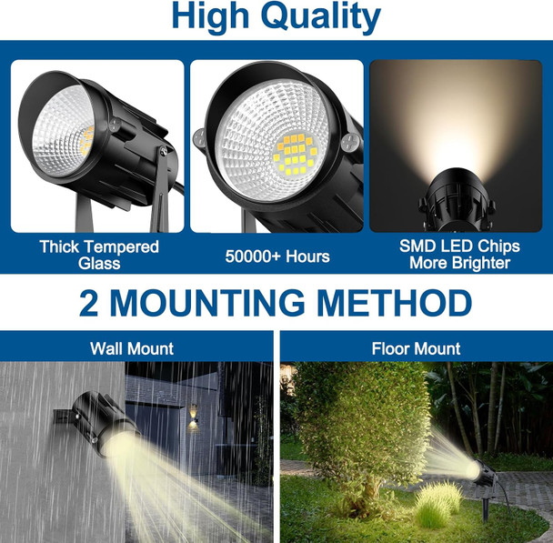 Outdoor Landscape Lighting Led Spotlights Spot Lights Outdoor For Yard Tree Pathway Lawn Flags House 120 Voltage Waterproof Garden Landscape Lights With Plug In Cord 2700K Warm White 3 Pack