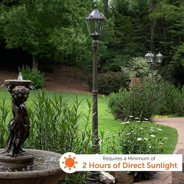 Gama Sonic Outdoor Solar Lamp Post Light Weathered Bronze Aluminum And Beveled Glass Panels 10-Year Royal Bulb Warm White Led With Omni-Direction Reflector 87" Height 98B301 (d Panel) Gama Sonic Outdoor Solar Lamp Post Light Weathered Bronze Aluminum And Beveled Glass Panels 10-Year Royal Bulb Warm White Led With Omni-Direction Reflector 87" Height 98B301 (d Panel)