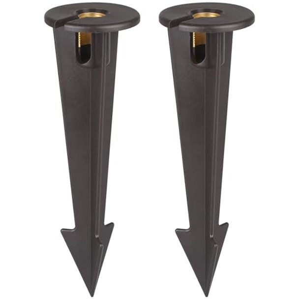 Gardencoin Abs Ground Spikes Stakes Replacement With Brass Insert 1/2" Npt Thread Side Wire Way Larger Size 9.44'' X 2.95'' For Landscape Path Lighting Spotlight Floodlight 2 Pack