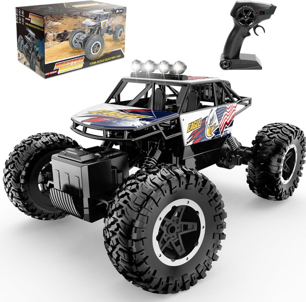 Remote Control Car For Kids Rc Truck 1:14 Scale All Terrain Off-Road Monster Truck 4Wd Electric Vehicle With 2.4 Ghz Remote Control 90 Minutes Running Time
