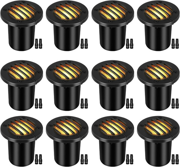 Low Voltage Landscape Lighting: 10W 2700K Warm White Led Well Lights 12/24V Outdoor In-Ground Lights With Ip67 Waterproof For Garden Yard Pathway Pavers Deck Fence 12 Pack With Connectors