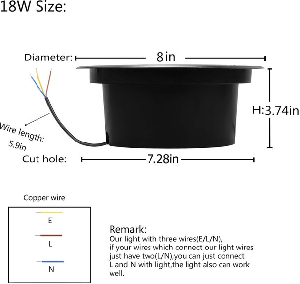 18W Outdoor In Ground LightsDiameter 8 InchesWired Landscape Lighting WaterproofWhite 6500KHigh Voltage 110V 120V Well Lights For WalkwayDrivewayPathwayPack Of 4