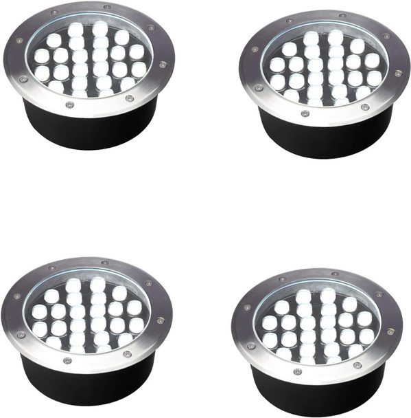 Outdoor In Ground Lights 24WDiameter 8.66 InchesLandscape Lighting WiredWarm White 3000KWaterproof Ip67Line Voltage 110V 120V Well Lights For DrivewayPathwayWalkwayStepDeckPack Of 4