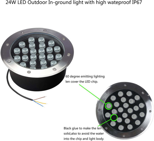 Outdoor In Ground Lights 24WDiameter 8.66 InchesLandscape Lighting WiredWarm White 3000KWaterproof Ip67Line Voltage 110V 120V Well Lights For DrivewayPathwayWalkwayStepDeckPack Of 4