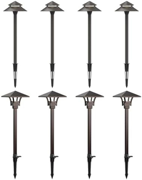 Goodsmann 8Pk Pathway Lights With 4Pk 3W Led 2Pk Outdoor Low Voltage Landscape Lighting 180 Lumen 4Pk Oil Rubbed Bronze Path Lights Low Voltage 4W Led 32 Lumen 3000K Warm White
