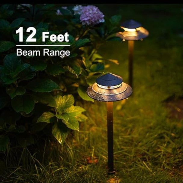 Goodsmann Pathway Lights 4Pk 3W Led 180 Lumen 2 Tier Pagoda Brown Path Lights With 4Pk 4W 32 Lumen Oil Rubbed Bronze Outdoor Lights Hardwired 2 Tier Pagoda Landscape Lights With Connector