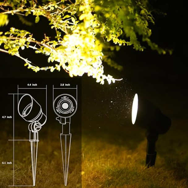 Goodsmann Metal Landscape Lighting Kit 8Pk Hardwired Low Voltage Spotlights 12V Ac 3W Led Outdoor Spot Lights 200 Lumen Warm White With Replaceable Bulbs Stakes And Connectors