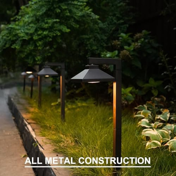 Goodsmann 12Pk Low Voltage Landscape Lights & Spotlights 1.5W Led 100/200 Lumens Warm White Aluminum Black Modern Outdoor 12V Ac Easy Install Water Resistant