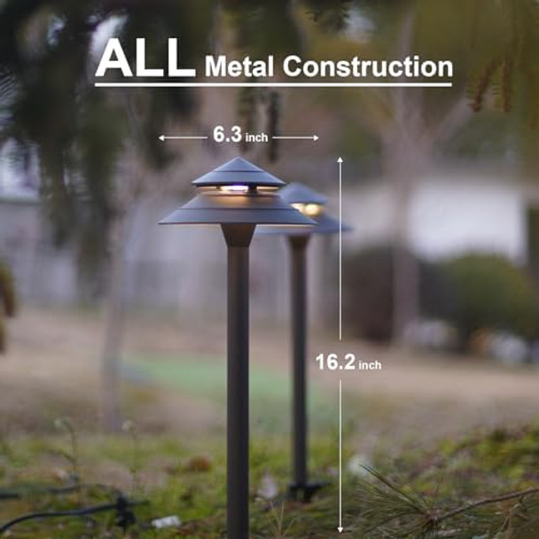 Goodsmann Pathway Lights 3W Led 10Pk Outdoor Low Voltage Landscape Lighting 180 Lumen 2 Tier Pagoda Path Lights With Wire 100Ft 16Awg 2- Conductor Landscape Lighting Cable Direct Burial Wire Goodsmann Pathway Lights 3W Led 10Pk Outdoor Low Voltage Landscape Lighting 180 Lumen 2 Tier Pagoda Path Lights With Wire 100Ft 16Awg 2- Conductor Landscape Lighting Cable Direct Burial Wire