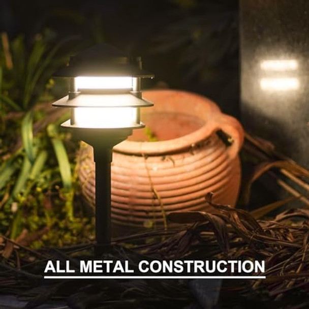 Goodsmann Landscape Lighting Pathway Lights Low Voltage 4Pk 2.2 Watt Led 30 Lumen With 4Pk 1 Watt Led 12V Ac Landscape Lights 40 Lumen 2700K Warm White