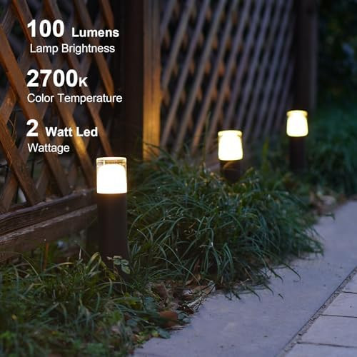 Goodsmann Low Voltage Landscape Lighting Kit 8Pk Bollard Path Lights 2W 2700K 100 Lumens Pathway Lights With 2Pk Spotlight 5W Led 2700K Flood Lights With Metal Stake Cable Connector