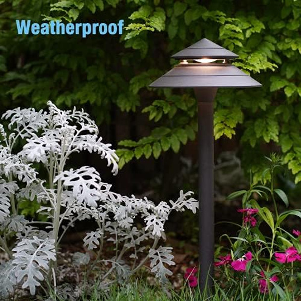 Goodsmann Landscape Lighting 120W Low Voltage Transformer With 8Pk Pathway Lights Low Voltage And 1Pk 16/2 100Ft Outdoor Lighting Wire