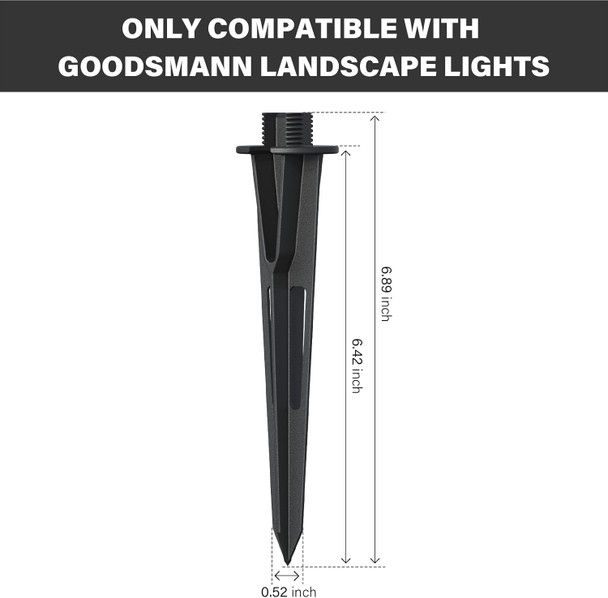Goodsmann 2Pcs Metal Spikes Stakes With Male Thread 3/4-14Npsm 0.77In For Low Voltage Landscape Lights Compatible With Goodsmann Landscape Lights 9920-1838-02