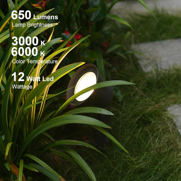 Goodsmann Rgbw Low Voltage Led Landscape Spotlight 3000K/6000K White Light 4 Pack 12W 12V-15V Outdoor Lights 9 Lighting Modes Color Changing Aluminum Housing Spot Lights For Garden Yard