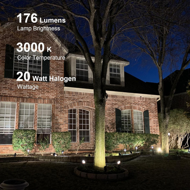 Oodsmann Low Voltage Landscape Flood Lights 20W Halogen 176 Lumen Outdoor Spotlight 3000K Warm White Replaceable Bulbs Outside Hardwired Lighting With Metal Stakes Cable Connectors