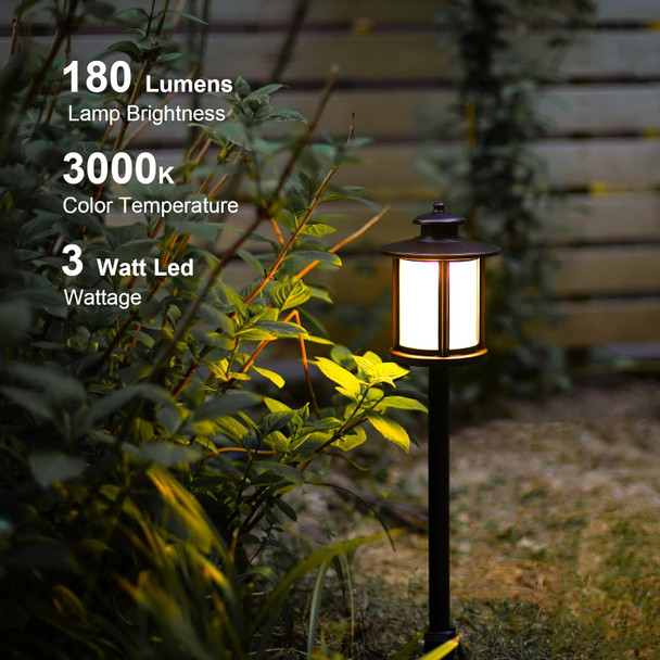 Goodsmann Low Voltage Landscape Lighting Oil Rubbed Bronze 2Pk Path Lights Low Voltage 3W Led 180 Lumen 3000K Warm White With Cable Connectors