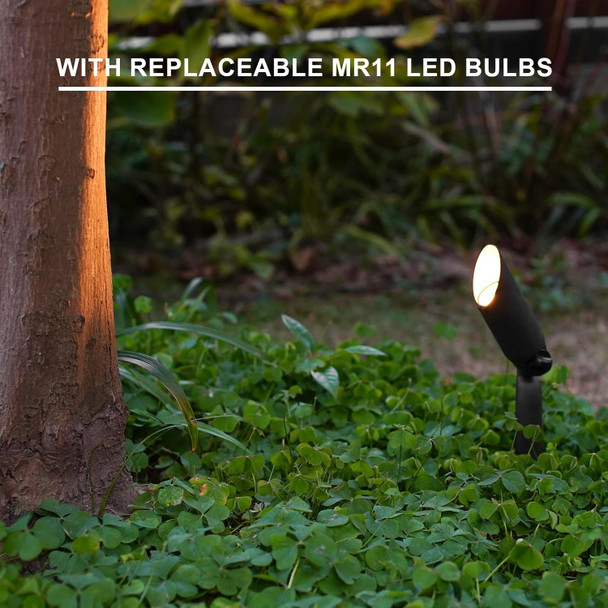Goodsmann Landscape Lighting 12V Ac Spotlights 4Pk 3W Led Landscape Light 100 Lumens Spot Lights Mr11 Replaceable Bulb 2900K Tree Lights Garden Up Light Hardwired Lighting Cable Connectors
