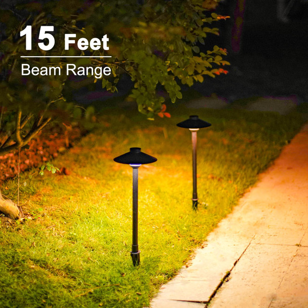 Goodsmann Landscape Lighting 6Pk Low Voltage Pathway Lights Outdoor Landscape Lighting Replaceable 1.5W Led Walkway Light 3000K Warm White With Cable Connectors Metal Stakes