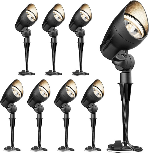 Goodsmann Low Voltage Spotlight 12V Ac Landscape Lighting 5W Led 6500K Spot Light Outdoor Hardwired Replaceable Led 400 Lumen Floodlight With Connector And Metal Stake For Garden Pathway Driveway