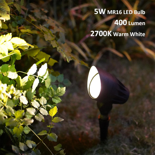 Goodsmann Low Voltage Spotlight 12V Ac Landscape Lighting 5W Led 6500K Spot Light Outdoor Hardwired Replaceable Led 400 Lumen Floodlight With Connector And Metal Stake For Garden Pathway Driveway