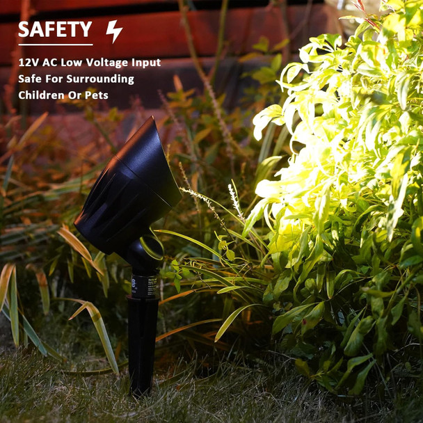 Goodsmann Low Voltage Spotlight 12V Ac Landscape Lighting 5W Led 6500K Spot Light Outdoor Hardwired Replaceable Led 400 Lumen Floodlight With Connector And Metal Stake For Garden Pathway Driveway