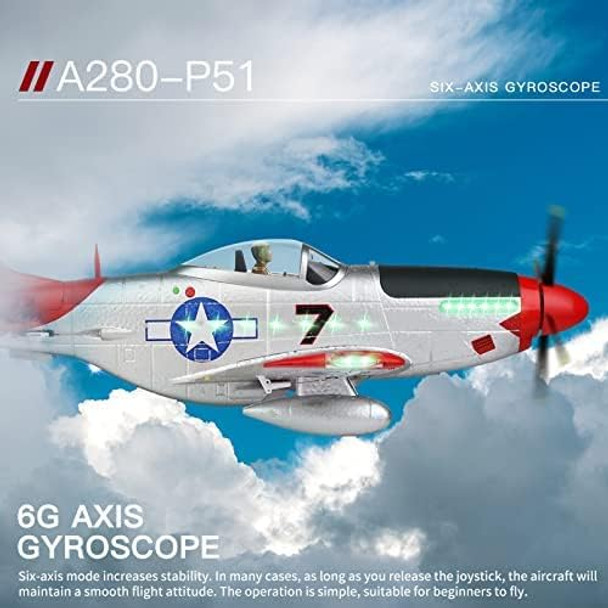 Goolrc Wltoys Xk A280 Rc Airplane 2.4Ghz 4 Channel Brushless Remote Control Plane For Adults Rc Aircraft Fighter With 6-Axis Gyro 3D/6G Mode And Led Searchlight Easy To Fly For Boys And Girls