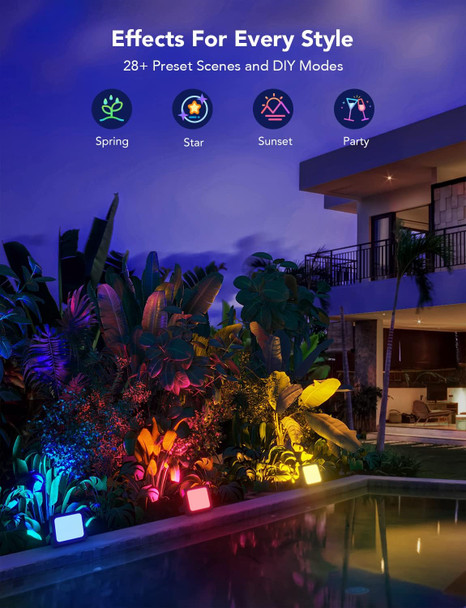 Govee Outdoor Flood Lights Uplight 2 In 1 Led Low Voltage Landscape Lighting Ip65 Pathway Lights With App Control For Garden Yards Holiday Decor Wired 4 Pack