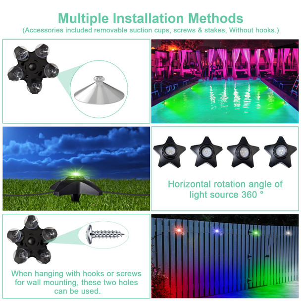 Submersible Pool Lights Waterproof Rgb Led Ground Light For Swimming Pool Pond Fountain Aquarium Low Voltage Remote Control Indoor/Outdoor/Underwater Decor Pond Lights (46Ft)