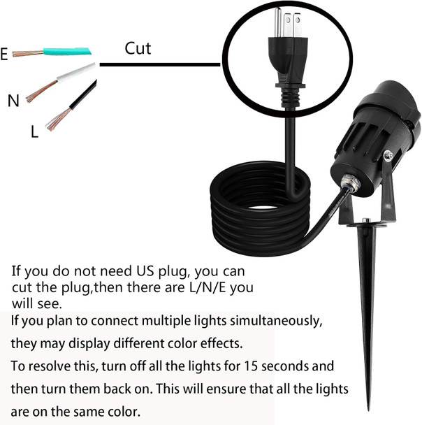 7W Outdoor Spotlight For Yard110V 120V Spot Lights Plug InWaterproof Landscape Spotlights3Cct Selectable Us-3 PlugIndoor Mount Wall Lamp With Spiked Stand For Garden Lawn Yard PathwayPack Of 8