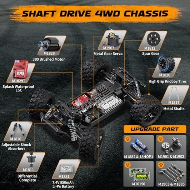 Haiboxing 1:18 Scale Rc Monster Truck 18859 36Km/H Speed 4X4 Off Road Remote Control TruckWaterproof Electric Powered Rc Cars All Terrain Toys Vehicles With 2 BatteriesXmas s For Kid And Adults