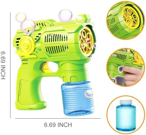 2-Pack Bubble Gun Set With Batteries – Automatic Bubble Blower Toys For Kids & Toddlers 1 Blue + 1 Green Bubble Shooter With Solution Included Outdoor Fun & Ready To Play