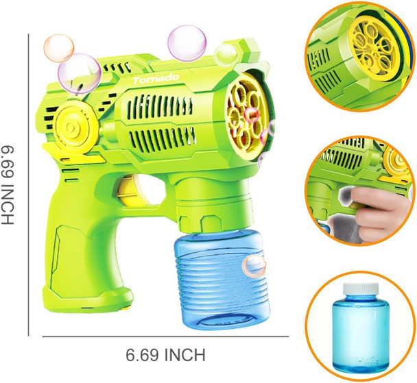 2-Pack Bubble Gun Set With Batteries – Automatic Bubble Blower Toys For Kids & Toddlers 1 Green + 1 Orange Bubble Shooter With Solution Included Outdoor Fun & Ready To Play