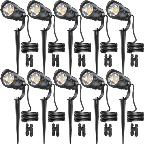 Hiboitec 12W Low Voltage Landscape Lighting With Connectors Spotlights Landscape Lights Kit 12-24V Ac/Dc Ip65 Waterproof 2700K For House Yard Trees Garden Outdoor 24 Packs