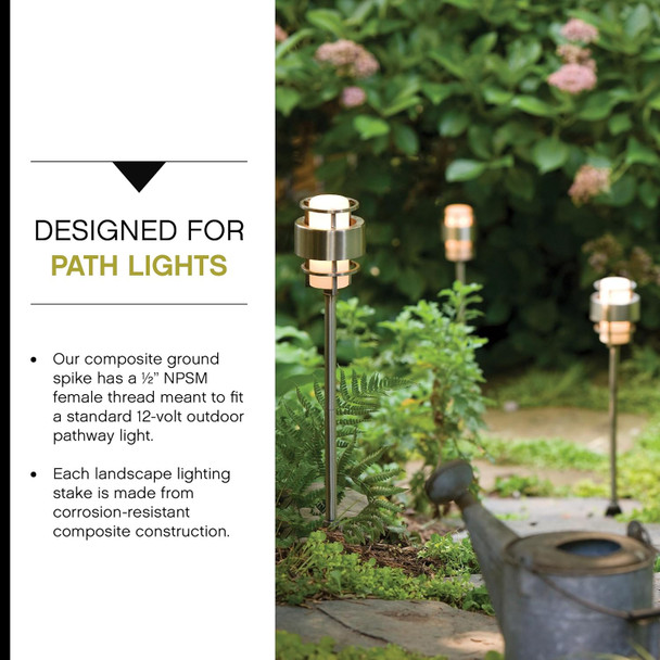 Hinkley 9-Inch Composite Ground Stake - 9” Ground Stakes Replacement For Outdoor Landscape Lighting - Corrosion Resistant Bronze Finish Plastic Landscape Light Stake For 12V Fixtures 0014Bz