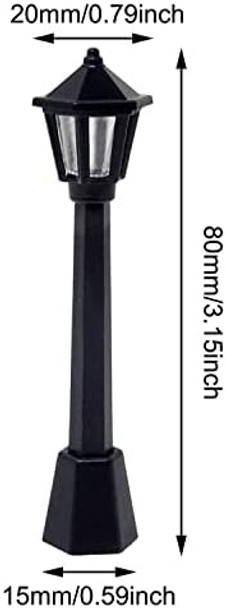 Honbay 12Pcs Mini Street Light Model Railway Train Lamp Miniature Plastic Village Pathway Lantern Post For Micro Landscape Fairy Garden Accessories