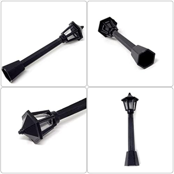 Honbay 12Pcs Mini Street Light Model Railway Train Lamp Miniature Plastic Village Pathway Lantern Post For Micro Landscape Fairy Garden Accessories