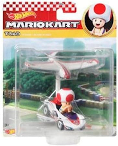 Hot Wheels Mario Kart Character Gliders – 4‑Pack: Bowser Light‑Blue Yoshi Mario & Toad Die‑Cast Figures With Glider Attachments Display & Play Toy Gvd30-956M