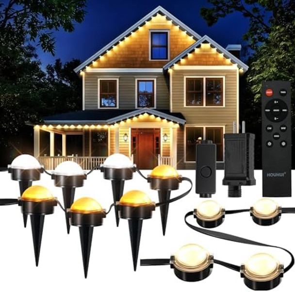Permanent Outdoor Lights Warm To Cool White 65.6Ft 2700K-6500K White 2-In-1 Eaves & Ground Stakes Led Lights Ip67 Waterproof With Remote Outside Garden Pathway String Lights For House Roof Landscape Permanent Outdoor Lights Warm To Cool White 65.6Ft 2700K-6500K White 2-In-1 Eaves & Ground Stakes Led Lights Ip67 Waterproof With Remote Outside Garden Pathway String Lights For House Roof Landscape