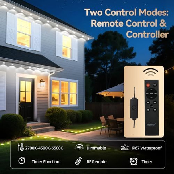 Permanent Outdoor Lights Warm To Cool White 65.6Ft 2700K-6500K White 2-In-1 Eaves & Ground Stakes Led Lights Ip67 Waterproof With Remote Outside Garden Pathway String Lights For House Roof Landscape Permanent Outdoor Lights Warm To Cool White 65.6Ft 2700K-6500K White 2-In-1 Eaves & Ground Stakes Led Lights Ip67 Waterproof With Remote Outside Garden Pathway String Lights For House Roof Landscape