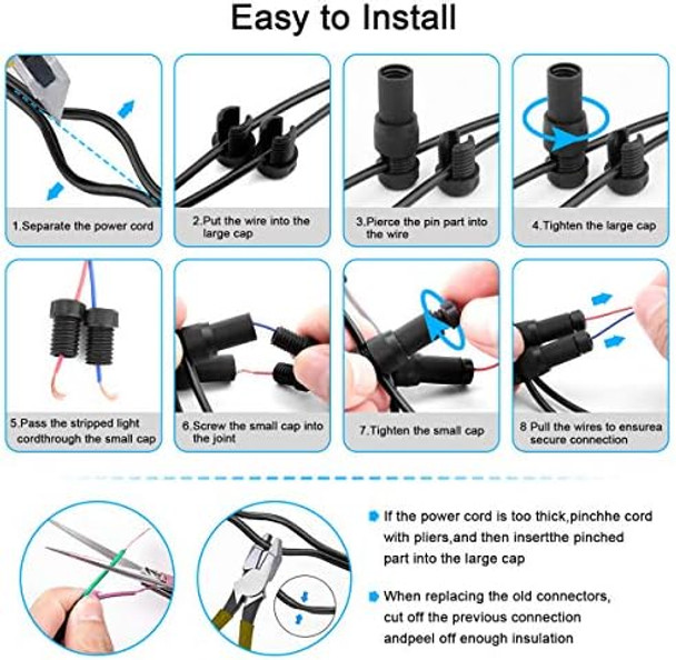 40 Pack Low Voltage Wire Connector - Landscape Lighting Connectors Waterproof Low Voltage Connector 12-20 Gauge Landscape Light Connectors For Landscape Lighting Path Light