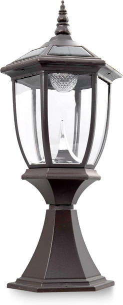 Iglow Brown Outdoor Solar Post Light Lamp Lantern Fixture W/ 3 Bright White Smd Led W/Dual Bases (6X6 And Hexagonal) Deck Cap Square Fence Garden Landscape Path Pvc Vinyl Dual Purpose